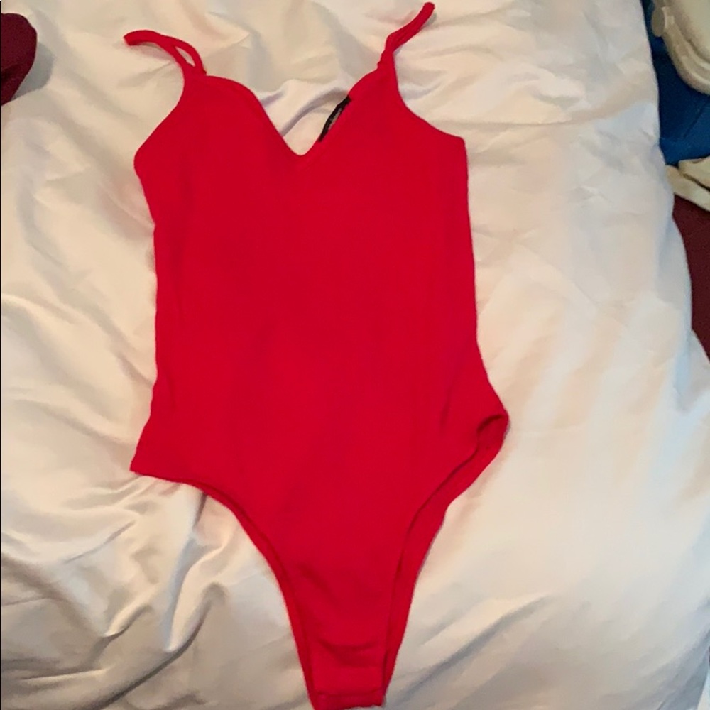 Red tank-top bodysuit (never worn)